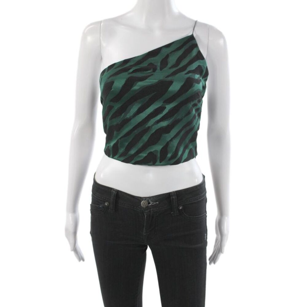 Bec & Bridge Women One Shoulder Camisole Animal Print Black Zip Size 2